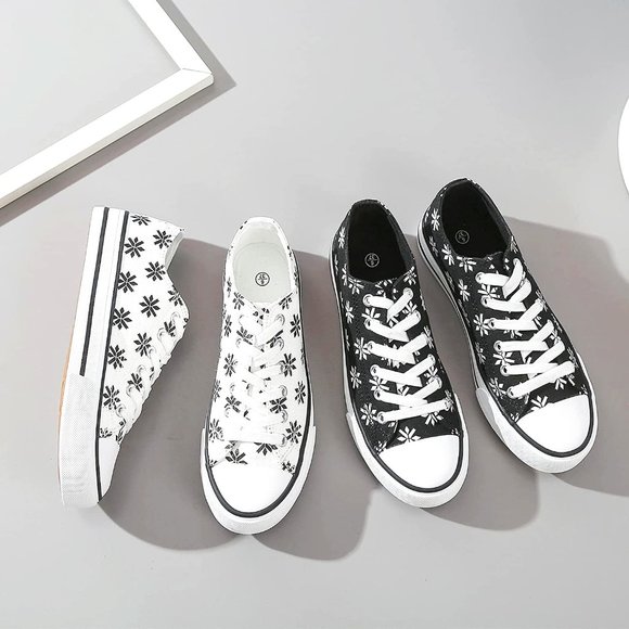 ZGR Shoes Womens Canvas Low Top Sneaker Laceup Classic Casual Shoes Whiteblack Flack Poshmark